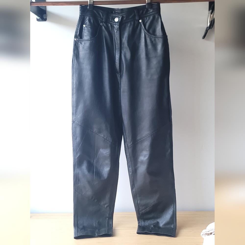 Vintage High-Waist Leather Trousers